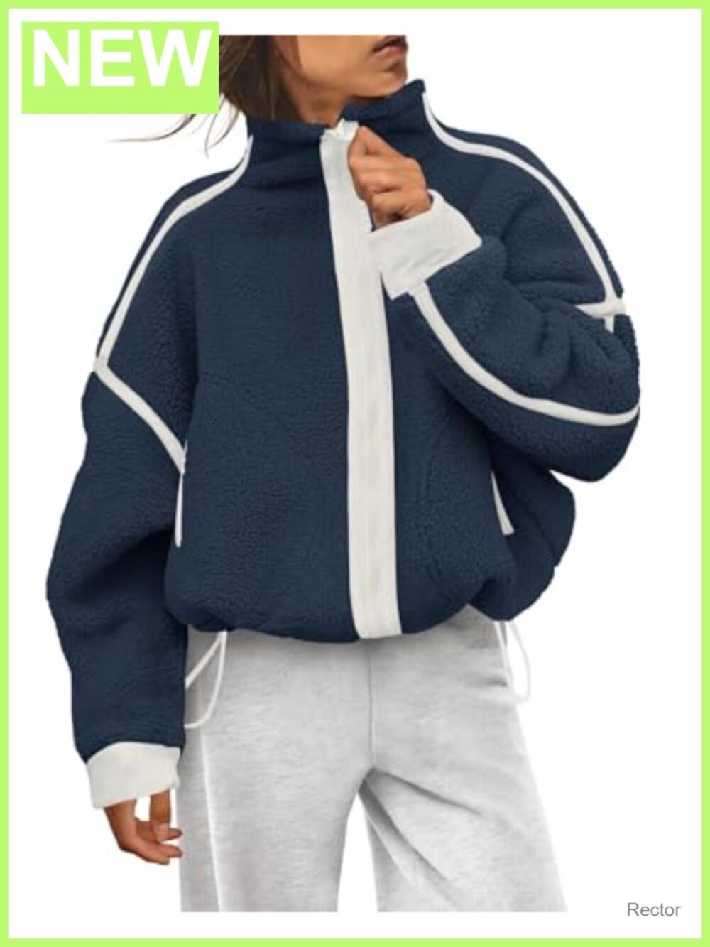 Womens Sherpa Fleece Zip Up Jacket Oversized Cropped Fuzzy Coat
